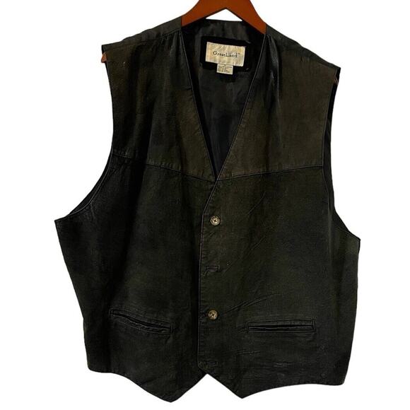 SUEDE LEATHER VEST SZ XL Black Greatland Apparel Western Biker Pockets - Picture 1 of 11